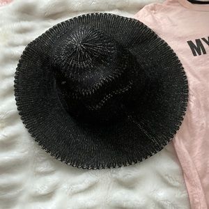 BLack FREE PEOPLE KNIT SUN HAT boho light weight